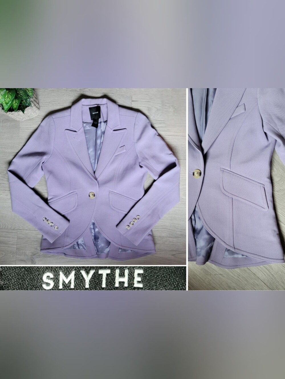 Smythe Duchess One Button Lavender Purple Wool Blend Blazer Jacket, Women's 6